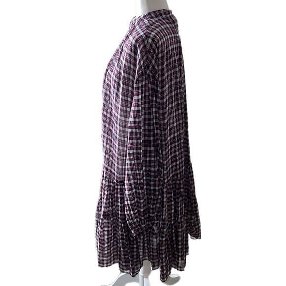 The Great Dress in Timber 100 Cotton Plaid Tiered Dress Lightweight Sheer 3 - Picture 5 of 12